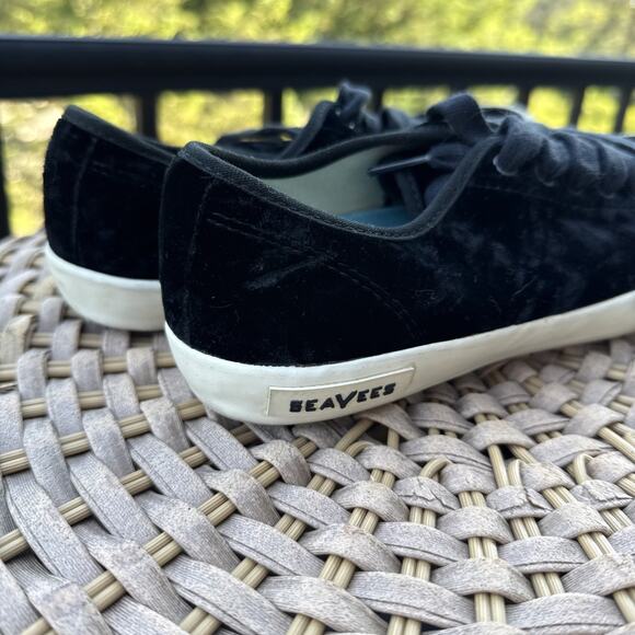 Sea Vees Monterey Sneaker Crush US 7 Black Velvet Lace Up Low Round Toe - Picture 7 of 16